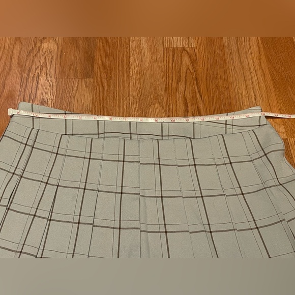 High Waisted A-line Pleated Skater Tennis Skirt Blue Gray Brown Stripe - Picture 9 of 10